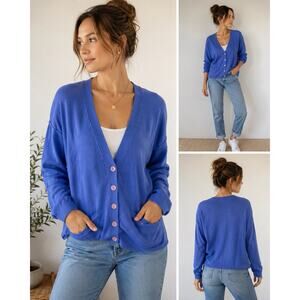 Vintage Mark Shale Blue Cardigan Sweater Coastal Grandmother M Cottagecore